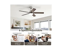 42-inch Modern Minimalist Sand Nickel 5-Blade Ceiling Fans with Led Lights and Remote Control
