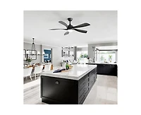 52-inch Minimalist 5-Blade Flush Mount with Remote Control and Led Light