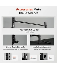 Mikolo 2" x Folding Wall Mounted Squat Rack, 1000 Pounds Capacity Power Rack with Pull Up Bar, J Hooks and Other Attachments, Space-Savin