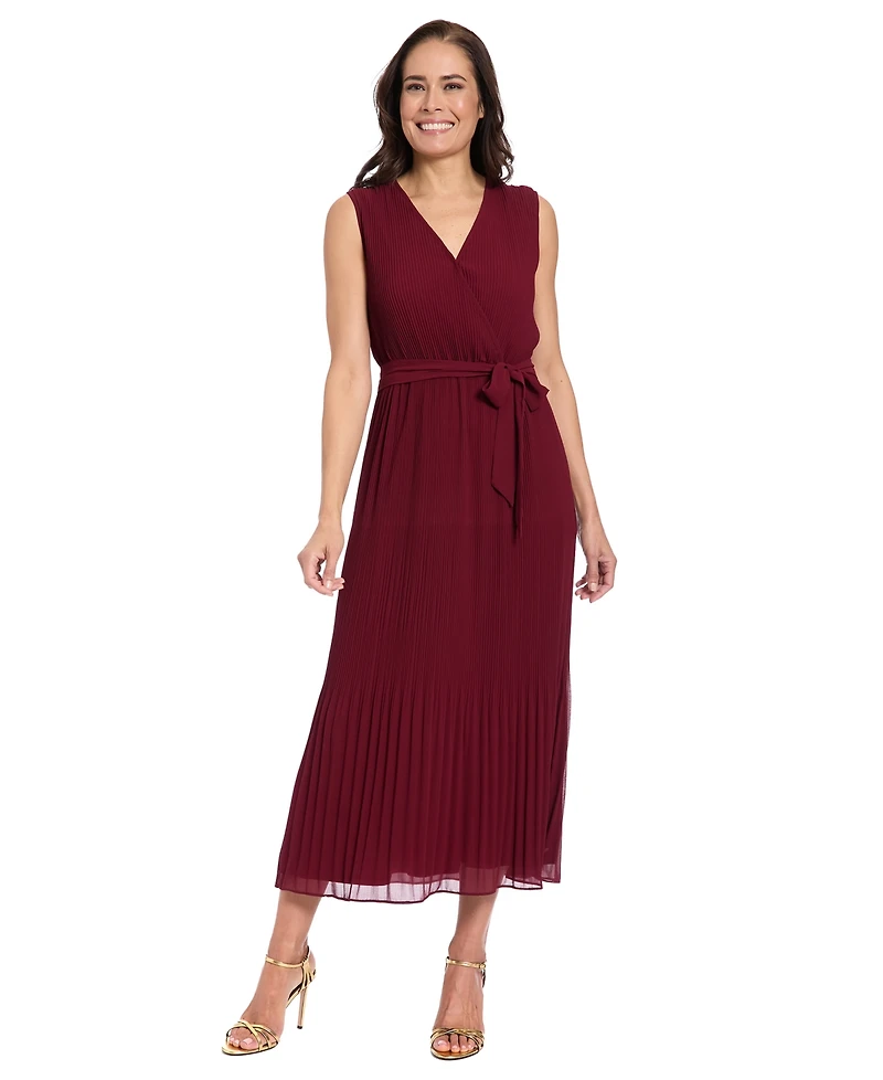 London Times Women's Pleated Midi Dress