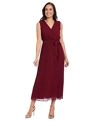 London Times Women's Pleated Midi Dress