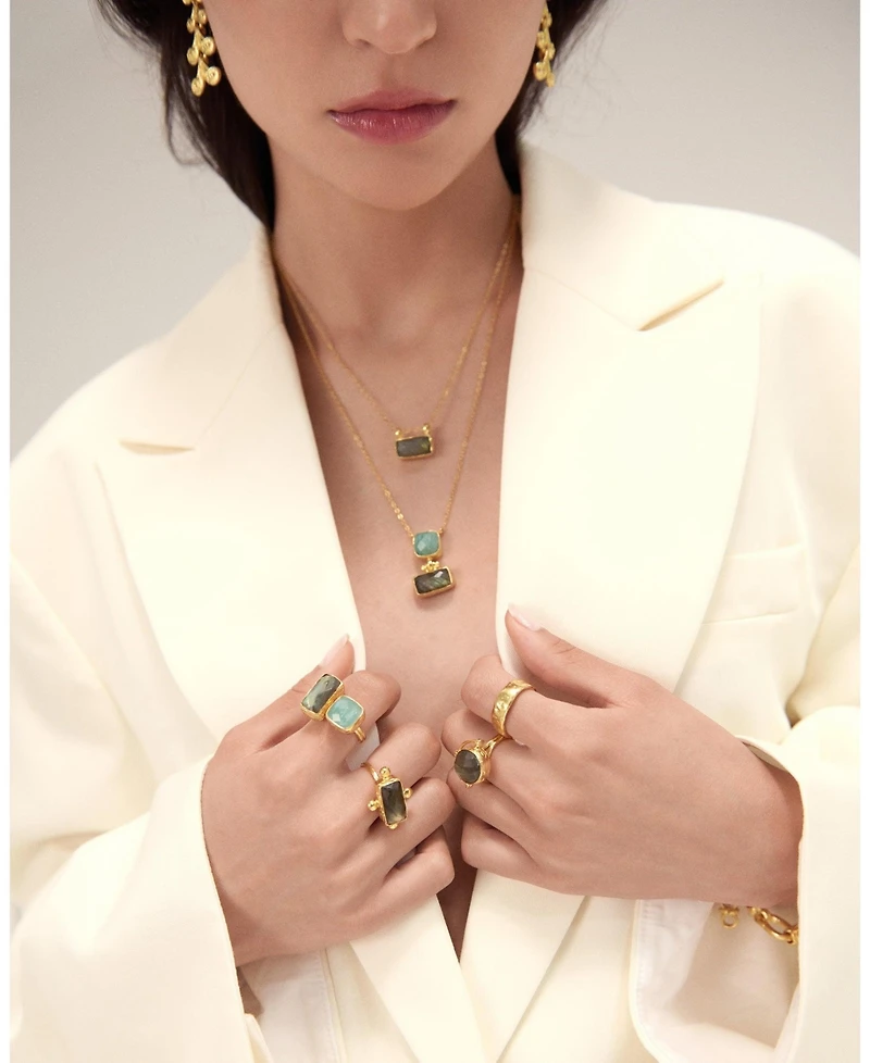 Ottoman Hands Nerissa Labradorite And Aqua Chalcedony Pendant Necklace