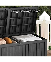 Patio Waterproof Resin Deck Box Lockable Outdoor Storage Garden Tools