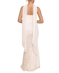 Six Stories Women's Lace Bandeau Maxi Dress With Neck Scarf