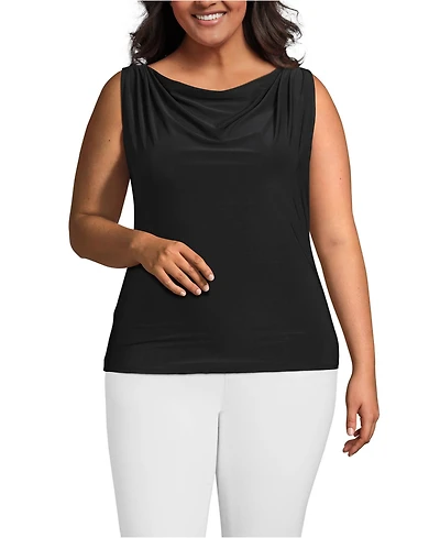 Lands' End Women's Plus Sleeveless Silky Knit Drape Front Top