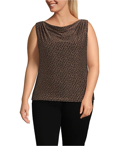 Lands' End Women's Plus Sleeveless Silky Knit Drape Front Top
