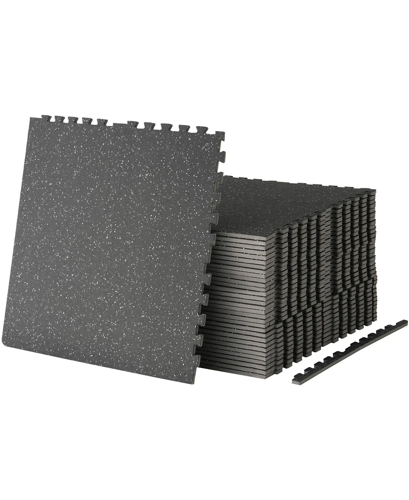 Mikolo 0.56" Interlocking Gym Flooring - 48 Sq Ft Eva Foam & Rubber Top Exercise Mats
