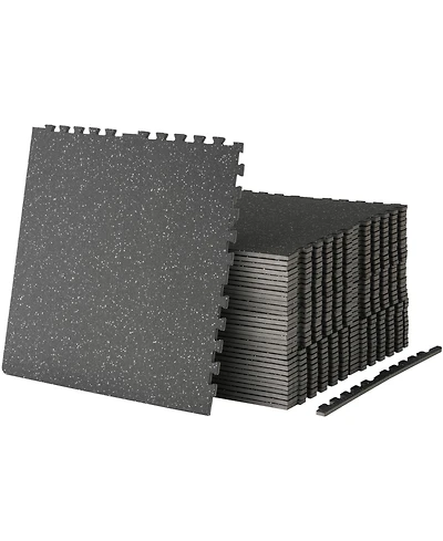 Mikolo 0.56" Interlocking Gym Flooring - 48 Sq Ft Eva Foam & Rubber Top Exercise Mats