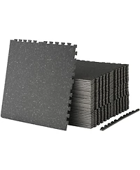 Mikolo 0.56" Interlocking Gym Flooring - 48 Sq Ft Eva Foam & Rubber Top Exercise Mats