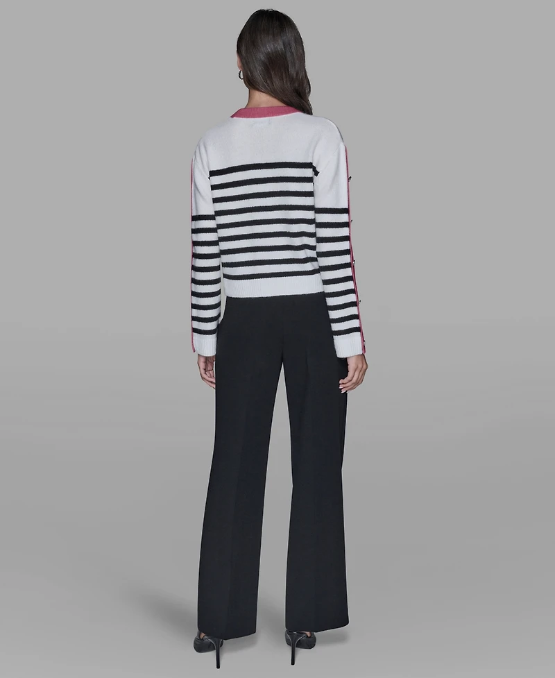 Karl Lagerfeld Paris Women's Contrast Trim Pull-On Sweater