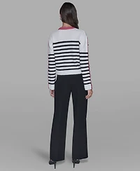 Karl Lagerfeld Paris Women's Contrast Trim Pull-On Sweater