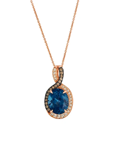 Le Vian London blue topaz (0.4 ct. t.w.), Chocolate Diamond (0.11 ct. t.w.), and Nude Diamond (0.14 ct. t.w.) Necklace in 14K Strawberry Gold
