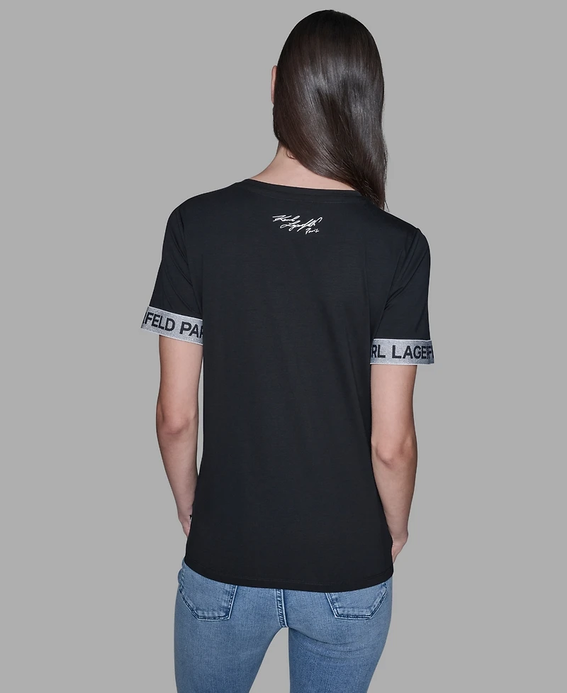 Karl Lagerfeld Paris Women's Choupette Printed Short-Sleeve T-Shirt