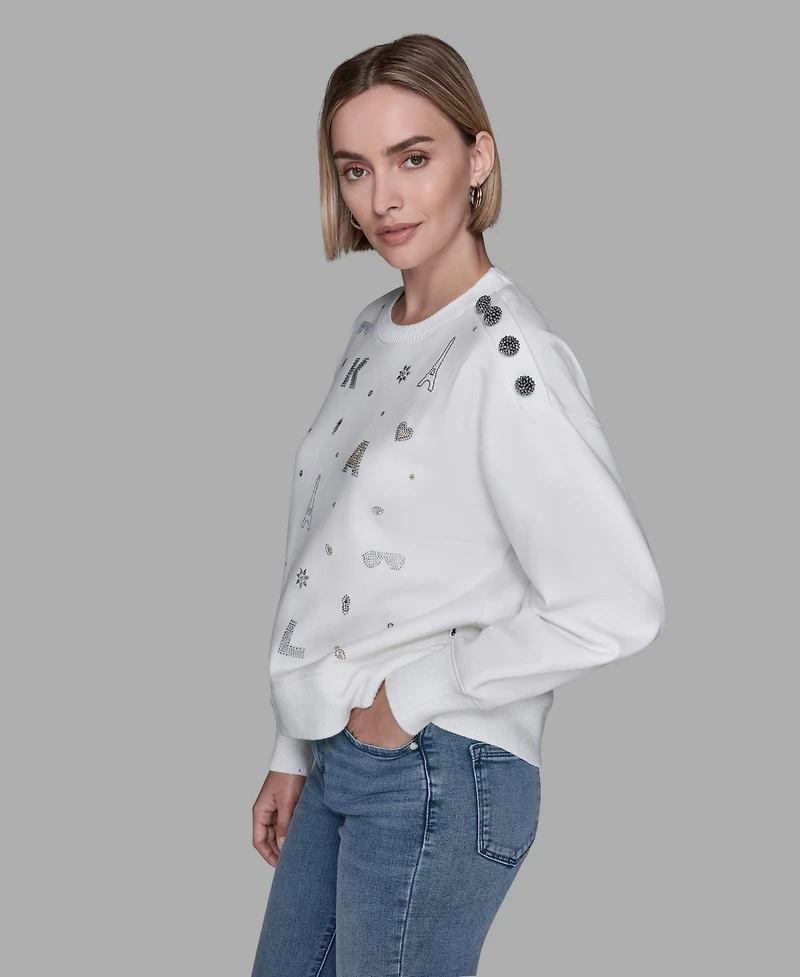 Karl Lagerfeld Paris Women's Printed Long-Sleeve Sweatshirt