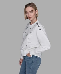 Karl Lagerfeld Paris Women's Printed Long-Sleeve Sweatshirt