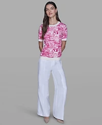 Karl Lagerfeld Paris Women's Printed Short-Sleeve Top