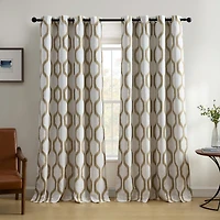 Elrene Home Fashions Renzo Ikat Geometric Linen Room Darkening Window Curtain