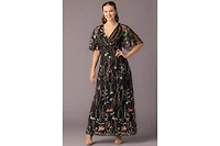 Kiyonna Women's Embroidered Elegance Evening Gown with Sleeves