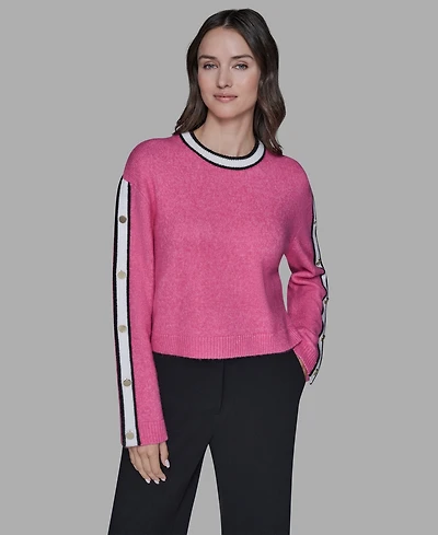 Karl Lagerfeld Paris Women's Contrast Trim Pull-On Sweater