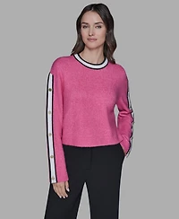 Karl Lagerfeld Paris Women's Contrast Trim Pull-On Sweater