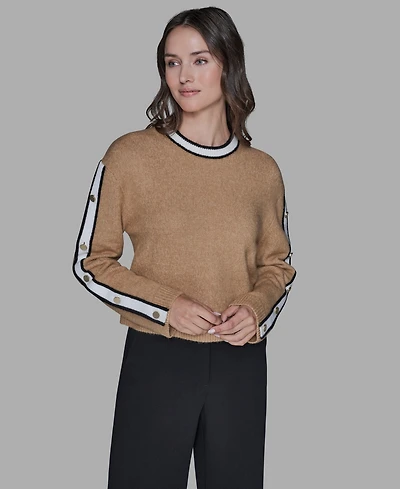 Karl Lagerfeld Paris Women's Contrast Trim Pull-On Sweater