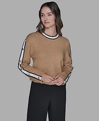 Karl Lagerfeld Paris Women's Contrast Trim Pull-On Sweater
