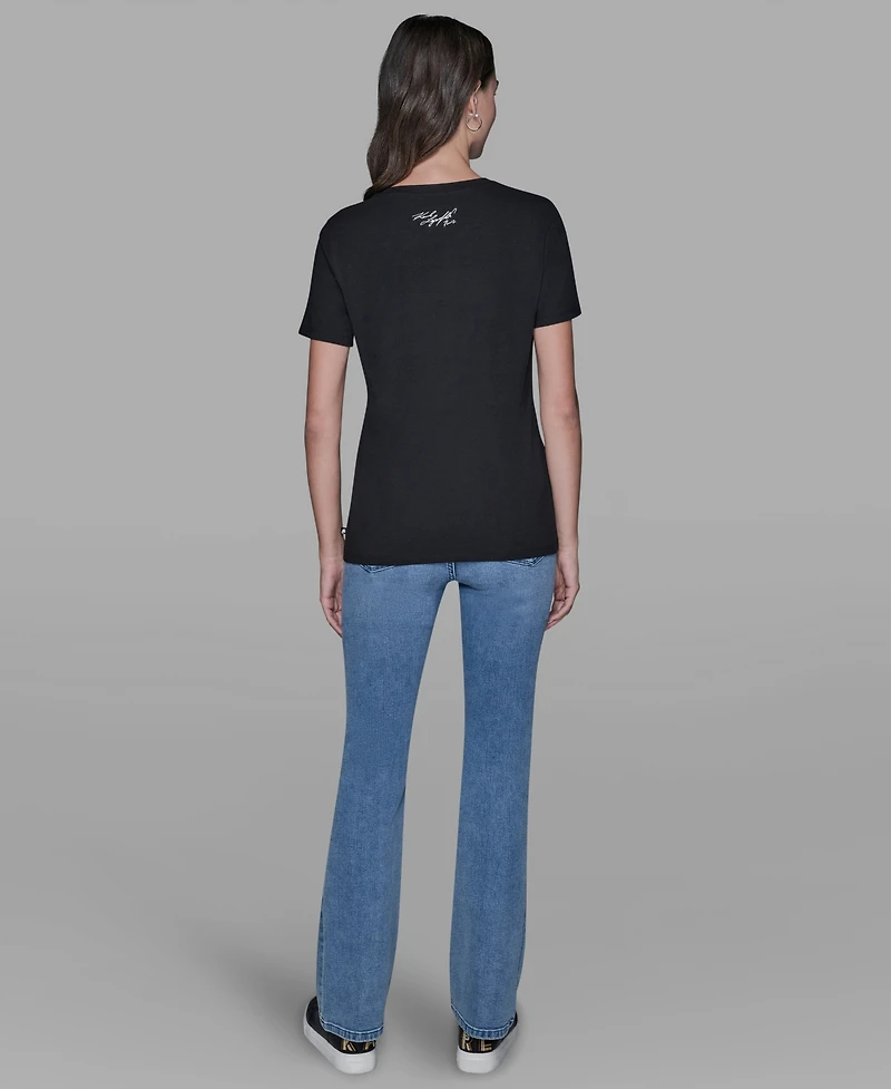 Karl Lagerfeld Paris Women's Printed Short-Sleeve T-Shirt