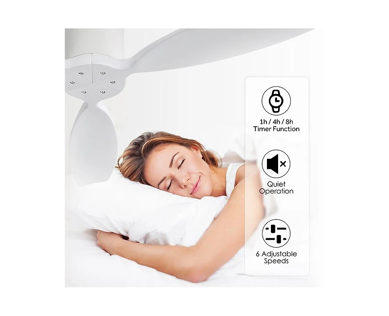 52-inch Modern White 3-Blade Flush Mount with Remote Control and Timing Function