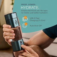 Lifepro HydroLife Peak 280ml Hydrogen Water Bottle with Spe/Pem Tech, Oled Display & Usb-c Charging