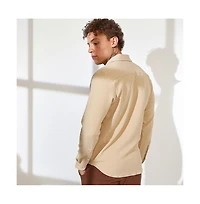 Campus Sutra Men's Butter Yellow Stripe-Creased Shirt