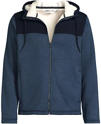 Lands' End Men's Sweater Fleece Mixed Media Full Zip Jacket