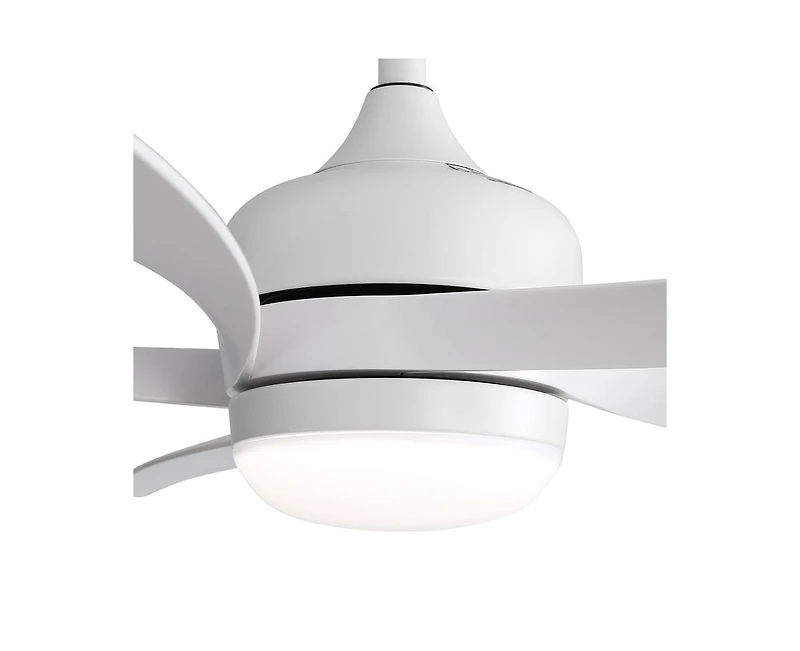 Sofucor 52-inch Minimalist White 5-Blade Flush Mount with Remote Control and Led Light