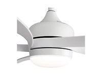 Sofucor 52-inch Minimalist White 5-Blade Flush Mount with Remote Control and Led Light
