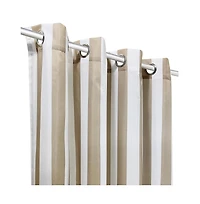 Commonwealth Seascapes Stripes Light Filtering Satiny Look Provide Privacy Grommet Outdoor Panel Pair Each 50" x 84" Linen