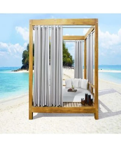 Commonwealth Seascapes Stripes Light Filtering Satiny Look Provide Privacy Grommet Outdoor Panel Pair Alloy Grey