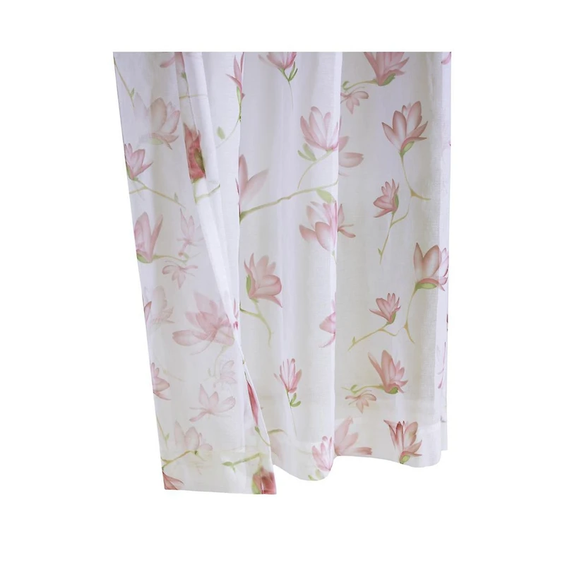 Habitat Magnolia Light Filtering Pink Watercolor Floral Print Grommet Curtain Panel 52" x 108" White Pink