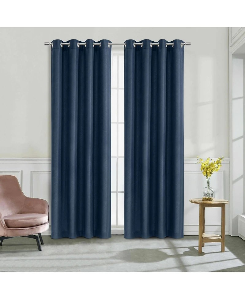 Habitat Abstract Light Filtering Energy Efficeint Grommet Curtain Panel for Windows 52" x 95" Navy