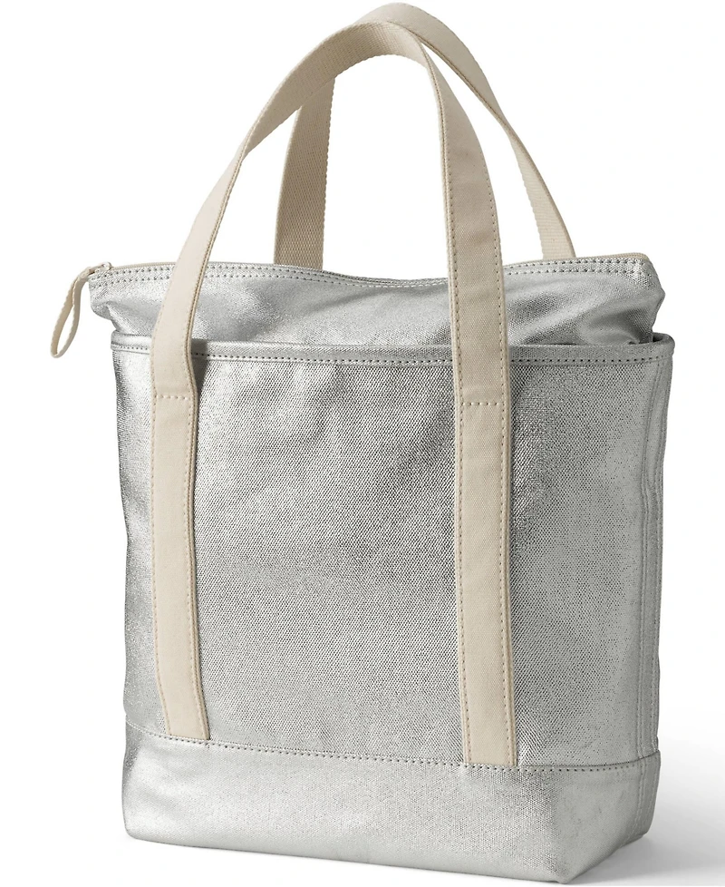 Lands' End Medium Coated Metallic 5 Pocket Zip Top Canvas Tote Bag