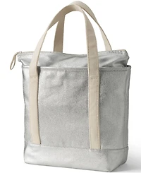 Lands' End Medium Coated Metallic 5 Pocket Zip Top Canvas Tote Bag