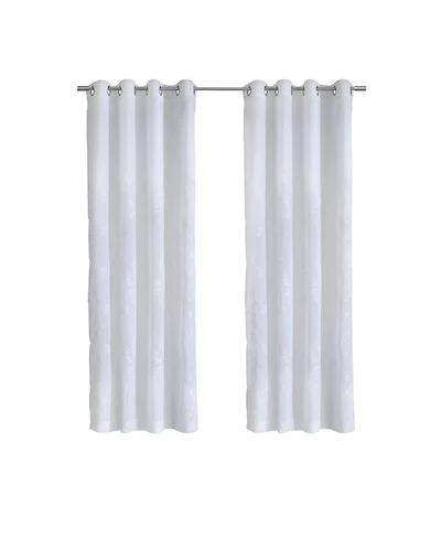 Habitat 100% Polyester Selina Sheer Grommet Leaf Embroidered Curtain Panel 52" x 95" White