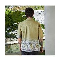 Campus Sutra Men's Pistachio Green Faces-Ombre Oversized Shirt
