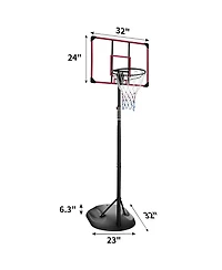 Portable Basketball Hoop System with 32-Inch Backboard, 7.5-9.2ft Height Adjustable Indoor Outdoor Basketball Goal Stand with Wheels