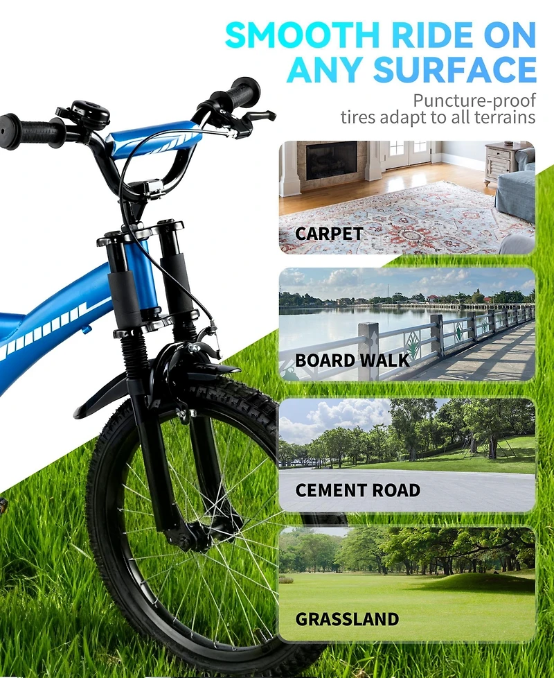 18-Inch Kids Bike for Boys & Girls – Beginner Bicycle with Training Wheels, Kickstand, Adjustable Seat, Coaster Brake & Handbrake