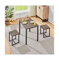 Industrial 3-Piece Dining Table Set Drift Brown