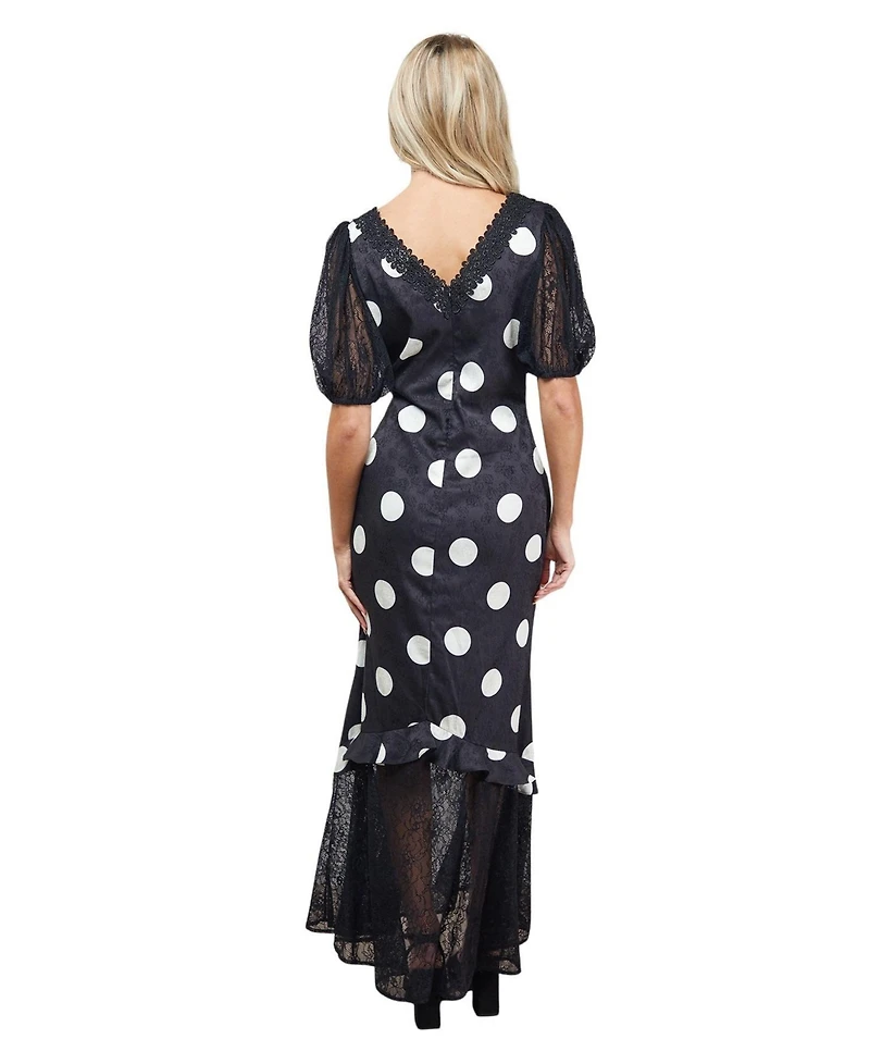 Oasis Women's Frill Detail Puff Sleeve Midi Dress