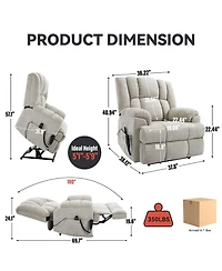 Dual Motor Heat Massage Infinite Position Up to 350 Lbs Electric Power Lift Recliners with Power-Remote, Medium-firm and Heavy Duty, Red