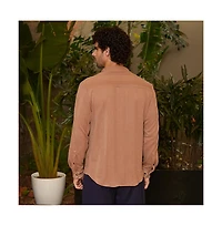 Campus Sutra Men's Tan Brown Scale-Tactile Shirt