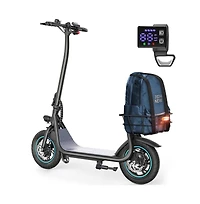 Folding Electric Scooter for Adults: 12" Solid Tires, Basket, 550W Motor, Up to 20 Miles Range.