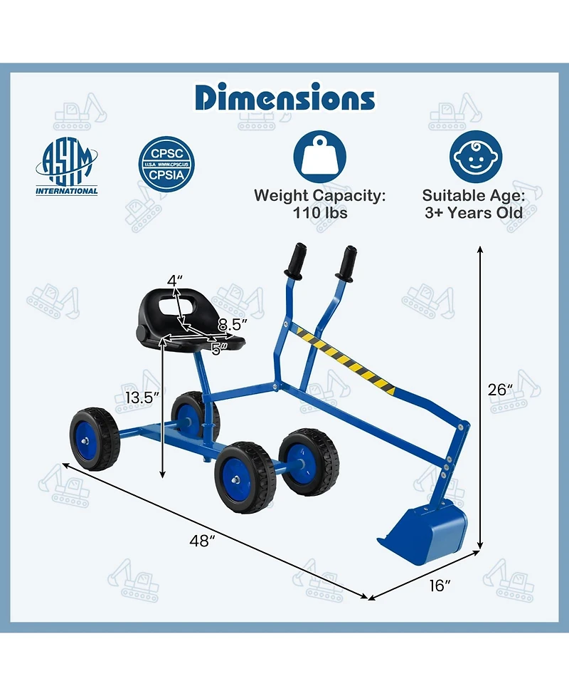 Sand Digger for Kids with 2-Handed Controls and Flexible Shovel