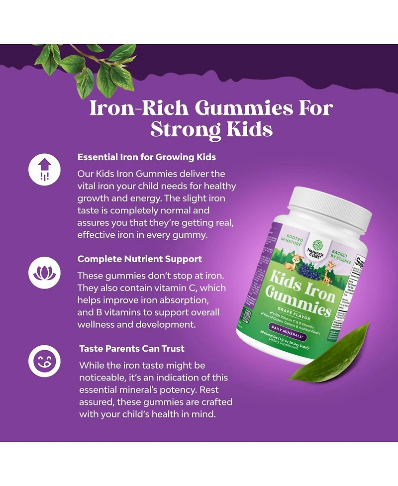 Nature's CraftSuper Iron Gummies (Kids), Grape Flavor, 60ct